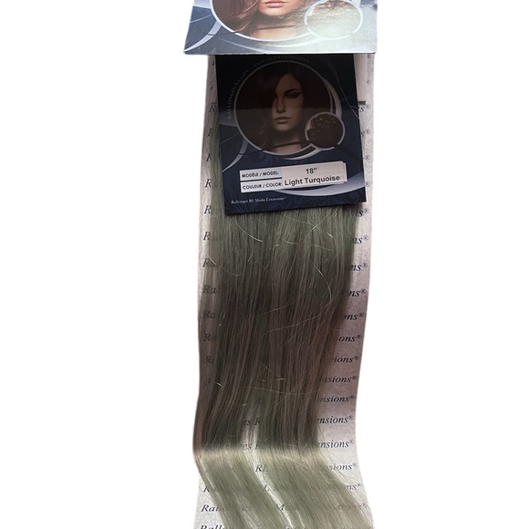 Clip on, real hair extensions. Turquoise - Picture 3 of 4